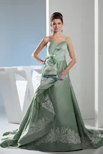

Gorgeous Dusty green Ruffled Taffeta lace Evening Dresses Long A Line 2021 handmade flower pleat Tiered Floor Length Prom Gowns