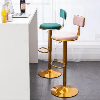 

Northern Europe Simple Ins Bar Chair Net Red Light Luxury Household Lifting Rotating Chair Modern Bar Stools Front Desk Stool