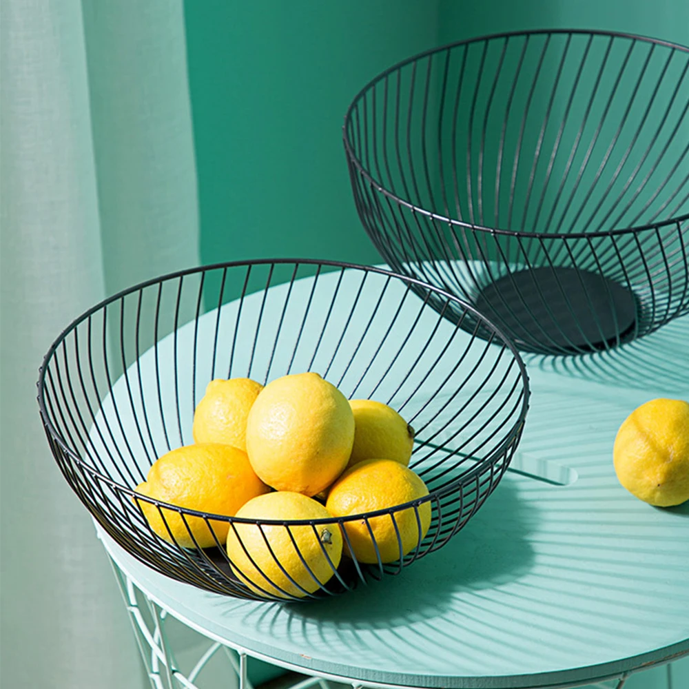 

Nordic Fruit Basket Fruit Drain Basket Home Iron Fruit Bowl Holder Storage Basket Metal Bowl Storage Container for Home Kitchen