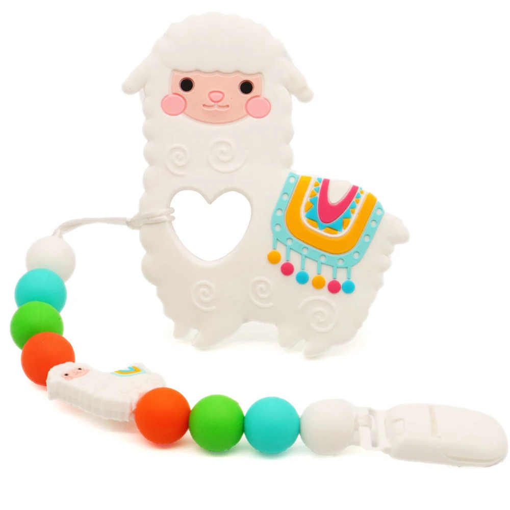 

Goat Shape Chewable Chewing Toys Teether Teething For Handmde DIY BPA Free Food Grade Silicone Teether With Pacifier Clips