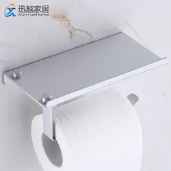 Wall Paper Holders Matte Silver Aluminum Rolling Tissue Box Hanger WC Phone Holder Shower Shelf Toilet Tray Bathroom Accessories