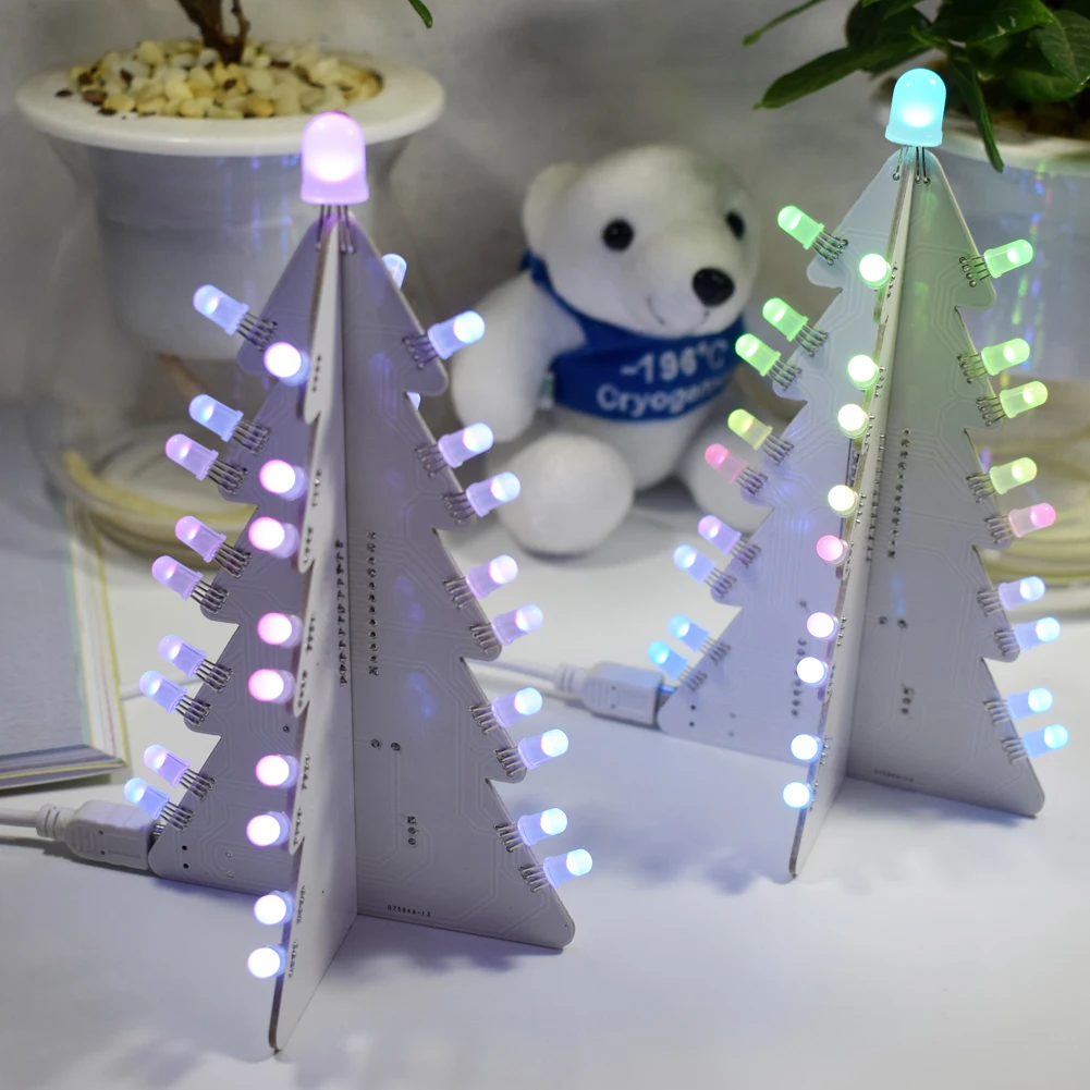 Светодиодный DIY Kit 3D Рождественская елка флэш-схема запчасти Электронный USB