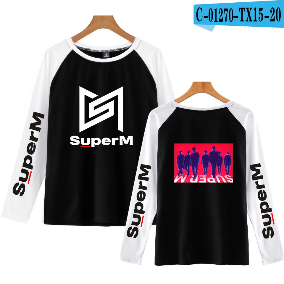 SuperM Kpop, женская футболка, Harajuku, модная, с длинным рукавом, Vogue, футболка для женщин/мужчин,, корейский стиль, футболки, повседневная, осенняя - Цвет: one