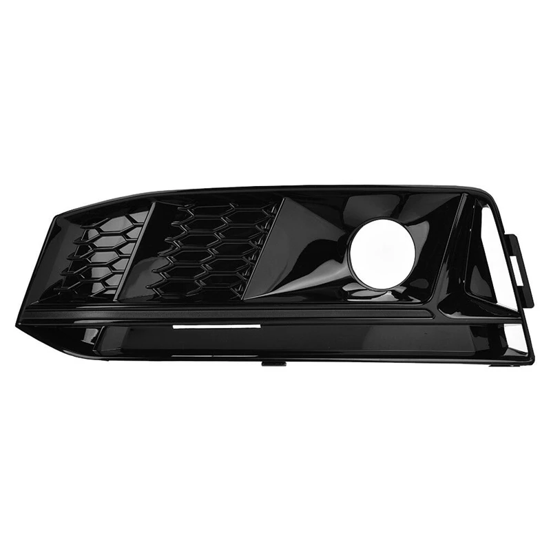 Front Bumper Fog Light Grille Mesh Cover Black Sports Model With Acc Hole For A4 B9 17-18