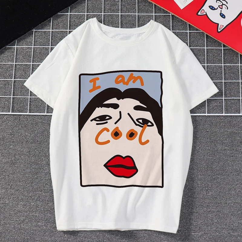 4163 Новая женская одежда с надписью «I Am Cool» в стиле Харадзюку, забавная винтажная модная уличная одежда, спортивный костюм с надписью «I Am Free», женская футболка - Цвет: 4163