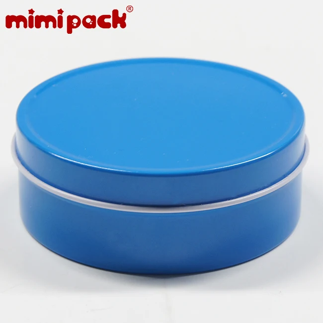 mimipack Set of 24 Metal Sealed Containers Shallow Round Shaped Tinplate Cans Tin Boxes for Candy, Chocolate, Candles - Цвет: Azure