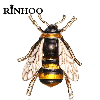 Rinhoo 섬세한 작은 벌 브로치, 크리스탈 라인석 곤충 개미 날으는 벌 동물, 꿀벌 에나멜 핀 브로치 바늘 배지 선물
