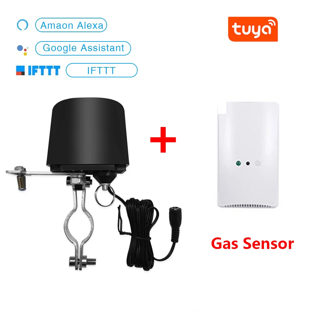 US with gas sensor Tuya умный wifi переключатель для GW-RF водяной клапан система домашней автоматизации газовый клапан управления водой работает с Alexa и Google home drop - Цвет: US with gas sensor