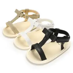 Летние однотонные сандалии с бантиком для маленьких девочек; мягкие тапочки для младенцев