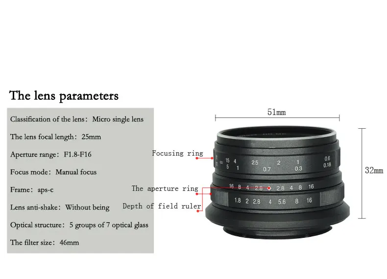 7artisans 25 мм F1.8 ручной объектив для камеры Canon EOS M A7 A7II A7R sony E Mount Fuji FX Macro MFT/M4/3 Mount