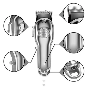

Powerful Cliper Pro Electric All Metal Cordless Hair Trimmer Men Silver Gold Haircut Machine Barber Kemei1987 Hair Clipper Males