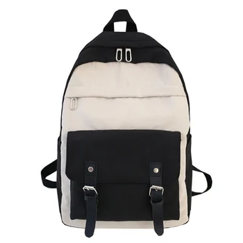 

Fashion Small Fresh Backpack Women's Cotton Fabric Back Pack Buckle Design 2020 New Literary Youth School Bag