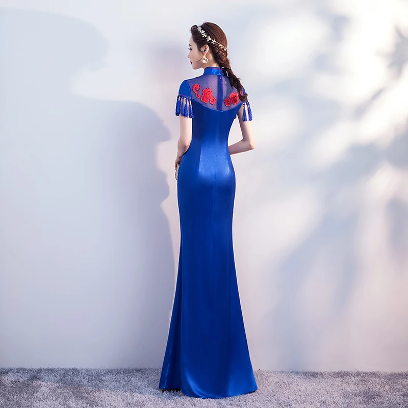 Женское Новое Модное Длинное платье Cheongsam, платье для шоу авто шоу, женское макси платье, сексуальное вечернее платье для банкета