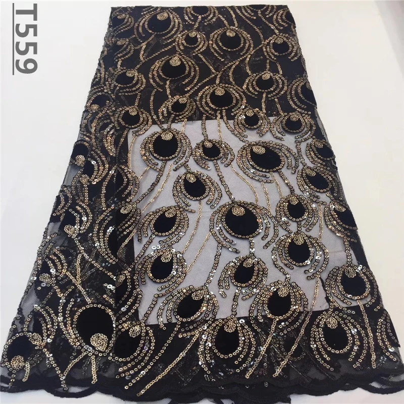 

Nigerian Velvet Lace Fabric 2019 High Quality African Sequins Net Lace Fabric Wedding French Tulle Lace Material For Dress
