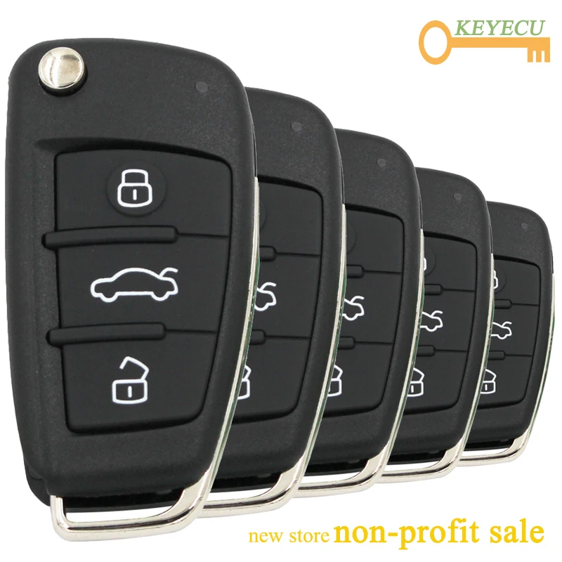 

KEYECU 5 Pieces/ Lot, KEYDIY B Series B02-A6L Universal Remote Control Key - 3 Btns - for KD900/ KD900+/ URG200 Key Programmer