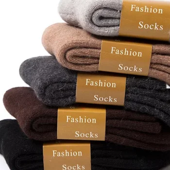 

1 Pair Men Wool Socks Winter Super Thick Warm Solid Color Crew Woolen Thermal Male Casual Sleep Socks Men Mid stockings