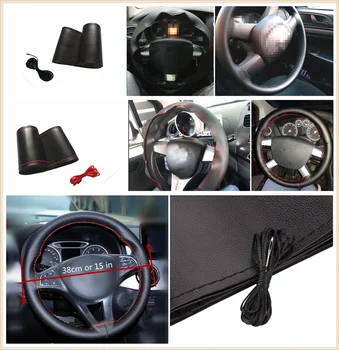 

car auto steering wheel cover microfiber leather hand-sewn DIY 38 cm for Honda Pilot Insight HR-V CR-V Odyssey Jazz Fit
