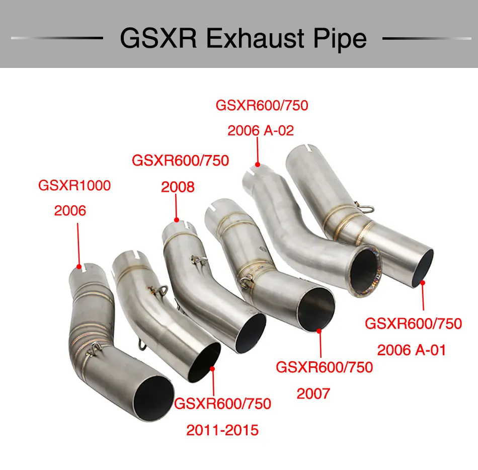 ZSDTRP GSXR600 750 GSXR1000 Motorcycle Exhaust Muffler Middle Link Pipe Tube Slip On For Suzuki GSXR600/750 06 07 08 GSXR1000 06