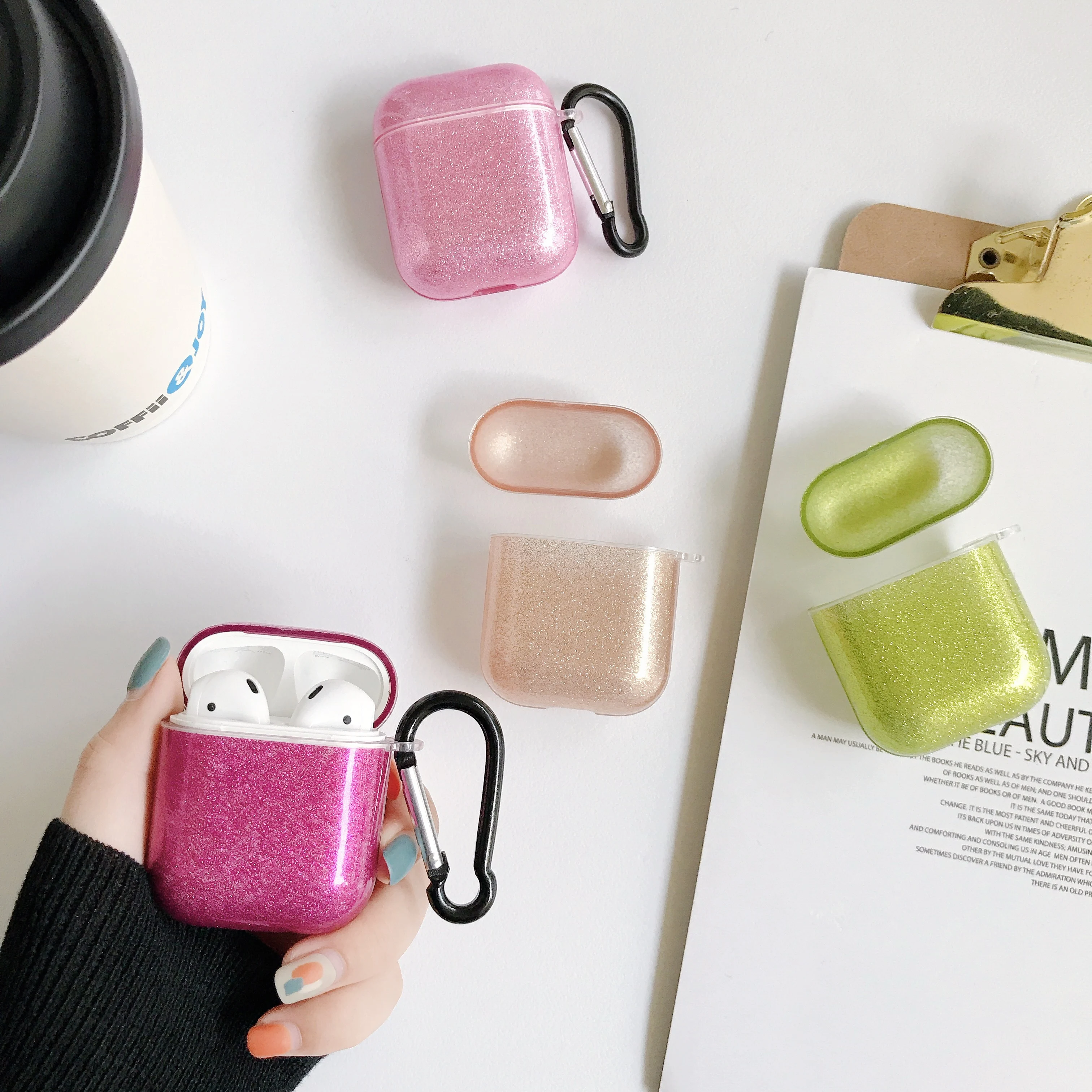 Блестящий блестящий чехол из ТПУ для Apple Airpods, беспроводные Bluetooth наушники, аксессуары для AirPods 1 2, гарнитура, Кристальный чехол