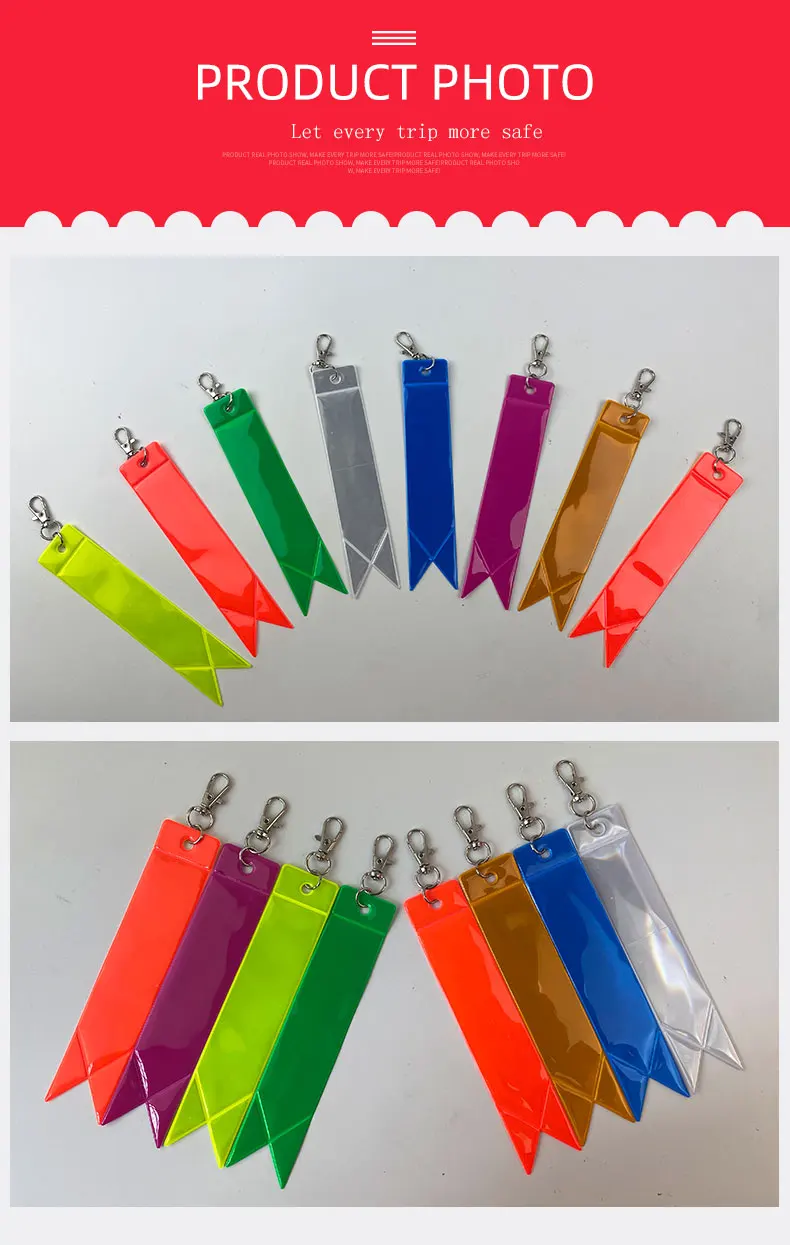New MEILITE 500 candle lights Streamer Reflective Keychains Safety protection bag pendant  key ings For traffic safety use