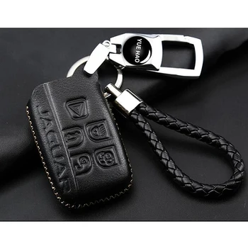 

1Pcs Genuine Leather Car Remote Key Fob Case Cover With Key Chain Fit For Jaguar