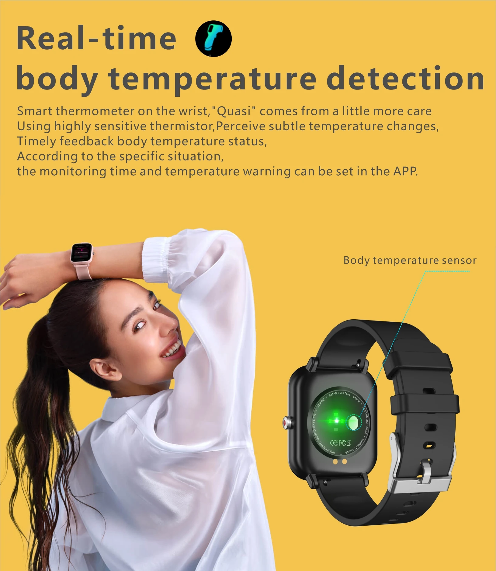 2021 Newest Smartwatch Body Temperature Detection Fitness Tracker Watches Bluetooth Weather Forecast IP68 Waterproof Smart Watch