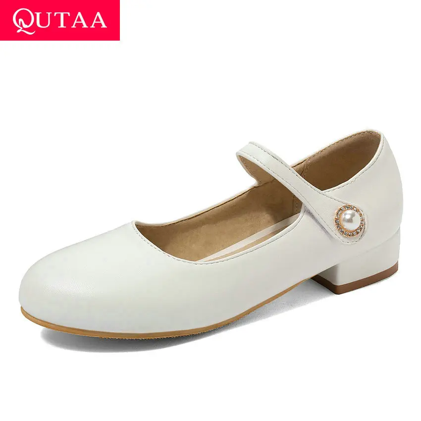 Женские туфли-лодочки QUTAA повседневные тонкие туфли из искусственной кожи на