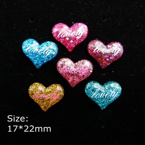 Lovely Heart flatback resin cabochon for phone deco hair bow diy Scrapbook Embellishment - Цвет: mix