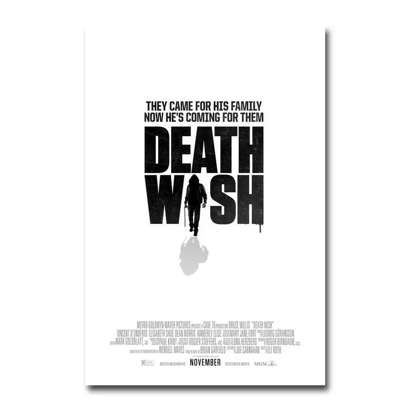 

J0110 Death Wish 2018 Bruce Willis Movie Wall Sticker Silk Poster Art Light Canvas Home Decoration