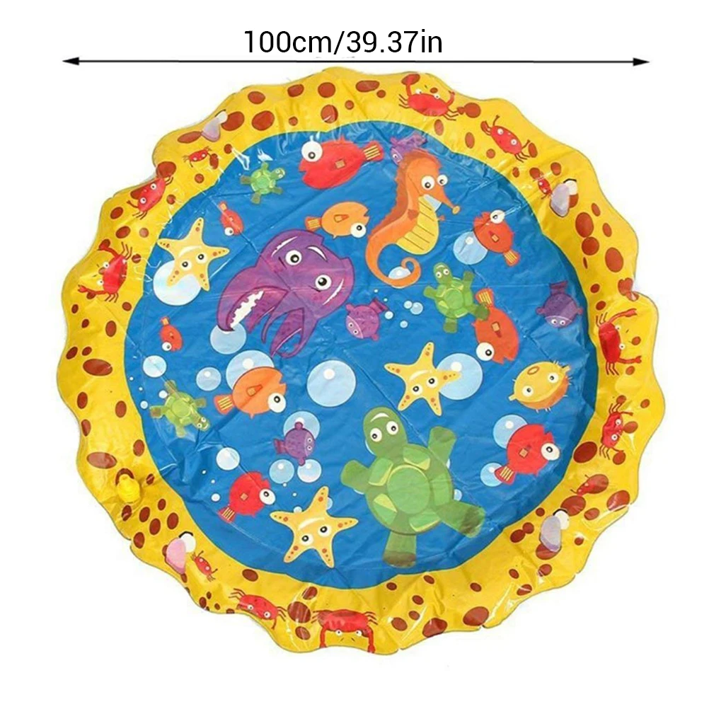 1m PVC Water Spray Pad Inflatable Water Sprinkling Mat Beach Sand Toys Outdoor Swimming Beach Lawn Inflatable Sprinkler Pad#50