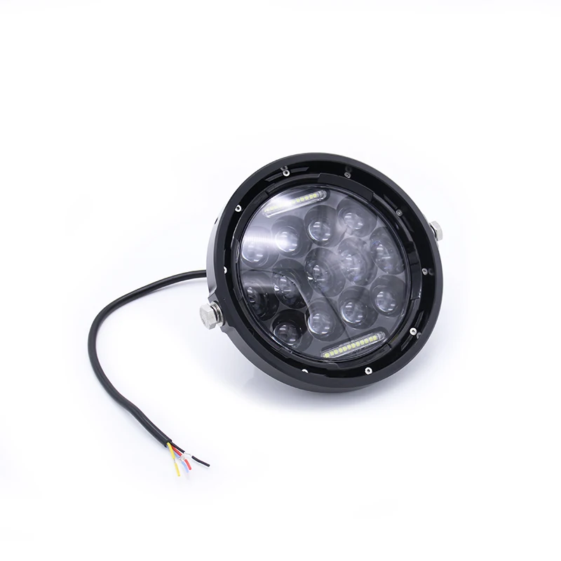 Мотоцикл " круглый светодиодный налобный фонарь с DRL Angel Eye Боковое крепление налобный фонарь для Harley Davidson Softail Deluxe Softail Fat Boy FLHX