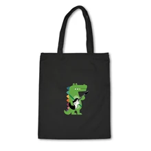 Холщовые сумки с принтом динозавра Kawaii, сумки на плечо, Экологичная сумка для покупок, сумки через плечо, повседневные сумки для женщин