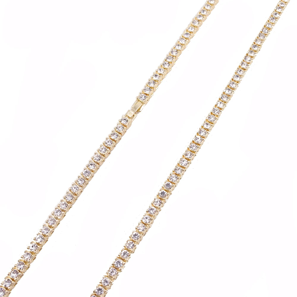 3mm gold 7 8 9 дюймов золотой цвет хрустальный Теннисный браслет хип-хоп 1 ряд цепи модные украшения Iced Out Bling для рэп рок-ролл певица танцор - Окраска металла: 3mm gold
