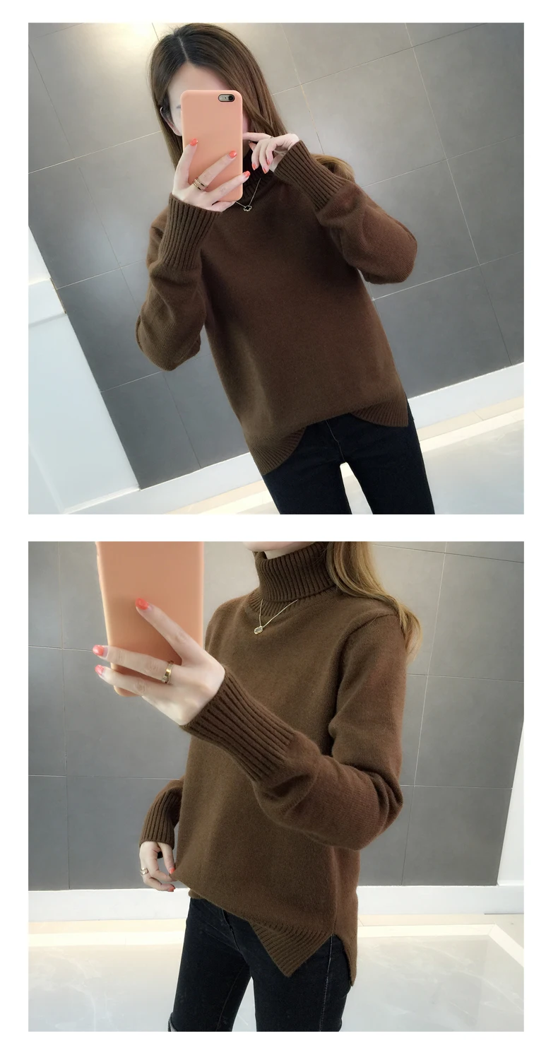 И зима, новая Корейская версия, пуловер с перегревом, плотный однотонный вязаный свитер с длинными рукавами
