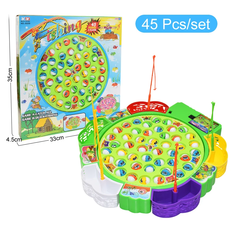 Kids Fishing Toys Electric Rotating Fishing Play Game Musical Fish Plate Set Magnetic Outdoor Sports Toys for Children Gifts 7