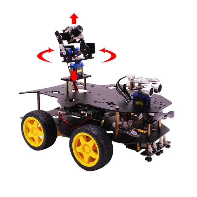 Raspberry pi 4WD Smart Robot with WIFI HD Camera Track Avoid Follow Function Car for Raspberry Pi 4B/3B+(Not Include Battery) 3