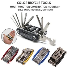 Juego de herramientas de reparación de bicicletas 15 en 1, kit de llaves y destornillador, cadena de acero de carbono, accesorio multifunción