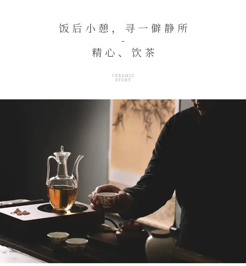 The Story of pottery and porcelain imitation song dynasty style typeface ewer pure manual with thick transparent glass tea set high temperature burn blisters teapot small single pot