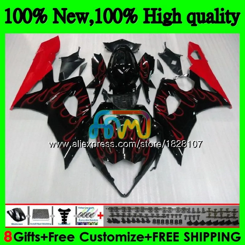 Корпус для SUZUKI GSXR-1000 GSX R1000 GSXR Красный Пламя 1000 CC 05 06 42BS. 5 GSX-R1000 1000CC 05 06 K5 GSXR1000 2005 2006 обтекатель - Цвет: No. 1
