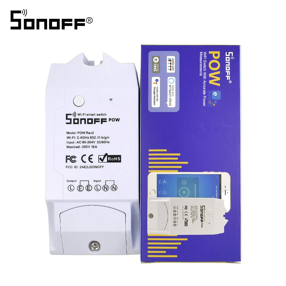 Sonoff Pow R2 15A 3500 Вт Wifi смарт-коммутатор Высокая точность энергопотребление измерительный монитор Потребление энергии тока работа с Alexa