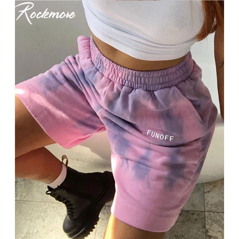 Rockmore Tie Dye Shorts Women Letter 