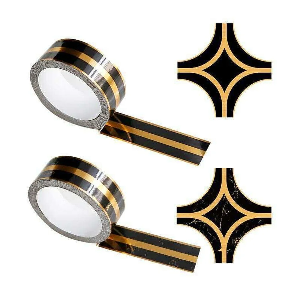 Self-Adhesive Floor Foil Tile Stickers - Gold/Silver Waterproof Peel & Stick Sealing Tape, 50m Roll