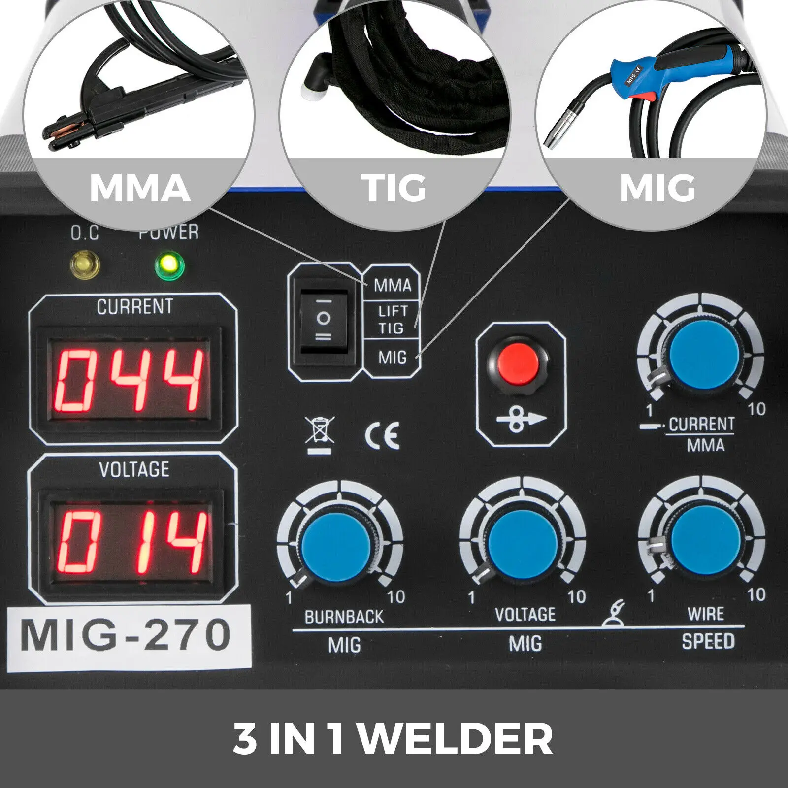 MIG MMA TIG 3 In 1 Combo Inverter Welder 270A/250A/200A/160A  Welding Machine For Steel and Iron Aluminum Repairing 2