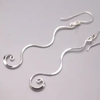 

New Pure Solid 925 Sterling Silver Earrings 58mm Twisted Strip Ear Hook
