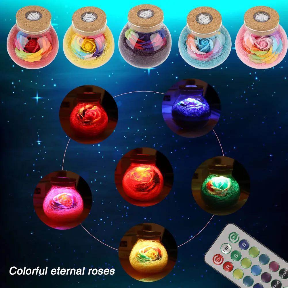 Садовый гаджет, подарок, стекло, 5 цветов, кнопка, батарея, искусственное растение, имитация розы, цветок, романтическое украшение для дома