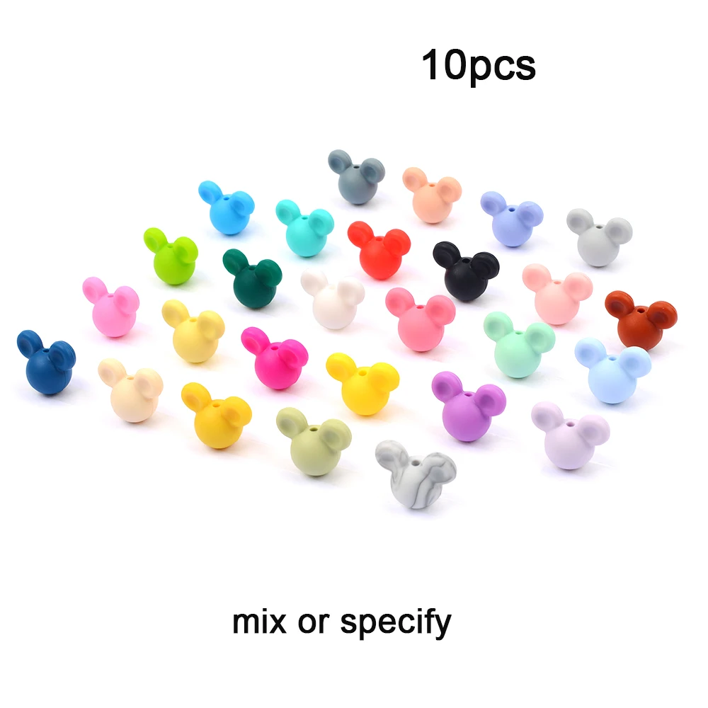 Multicolor LOFCA 10 шт силиконовые бусины для прорезывания зубов Микки детские бусины для прорезывания зубов силиконовые бусины пищевого качества BPA бесплатно DIY Изготовление ожерелий с подвесками - Цвет: Multicolor