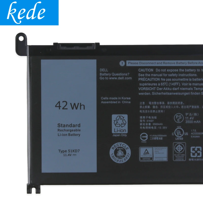 Kede 51KD7 аккумулятор для ноутбука dell Chromebook 11 3180 3189(11,4 V 42Wh