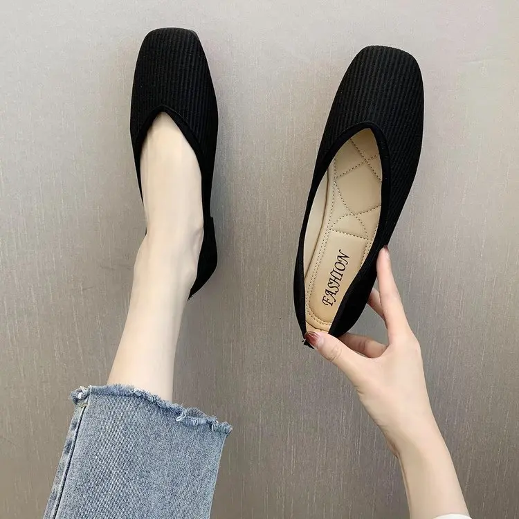 2021 Cotton Flat Shoes Women's Shoes Four Colors Ballerina Socks Shoes Women's Casual Shoes Light Mouth Flat Heel Shoes Large 43