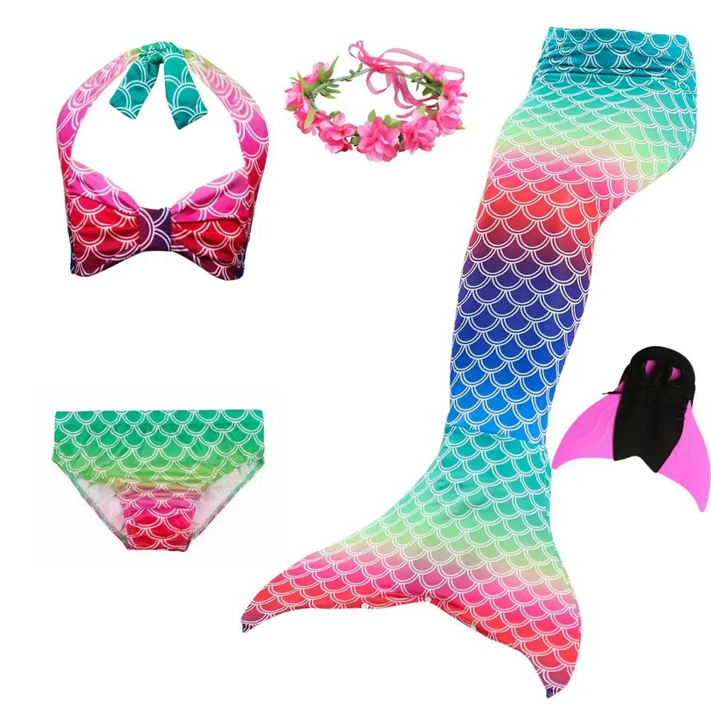style 6-5 set Детский костюм «хвост русалки», купальник русалки, комплект бикини для девочки-русалки - Цвет: style 6-5 set