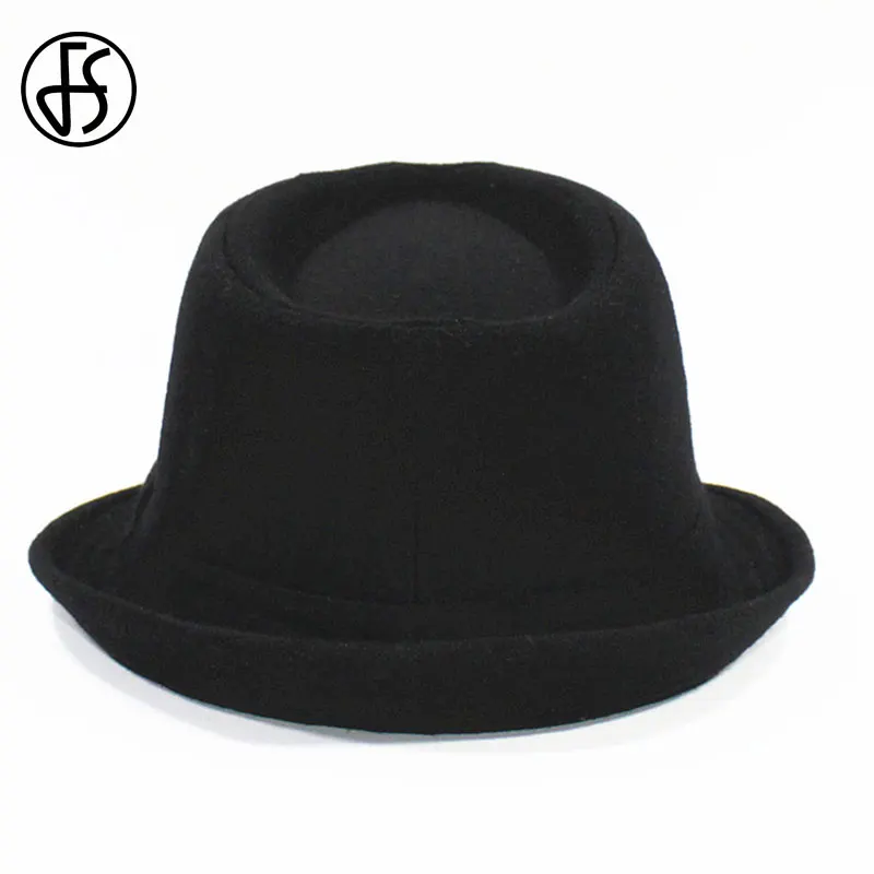 FS Mens Fedoras Black Panama Fashion Hat Imitate Wool Male Gangster Trilby Cap Casual Party Wide Brim England Style Jazz Hats - 5
